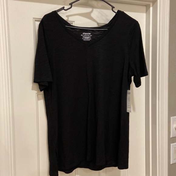 Chicos bundle, 2 cotton/modal tops Black and White Size 1 - Picture 2 of 7